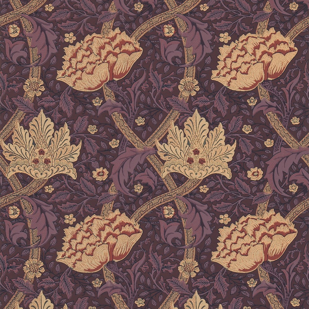 Windrush Wallpaper 6103 by Morris & Co in Aubergine Wine Purple